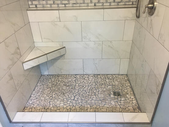 Stone shower base