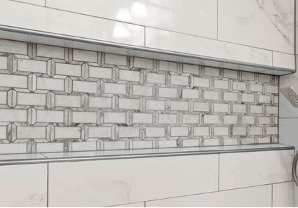 Mosaic set in trough styled niche